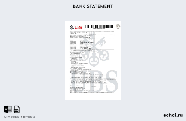цифровая загрузка Швейцарии UBS Bank SWIFT Шаблон международного банковского пер